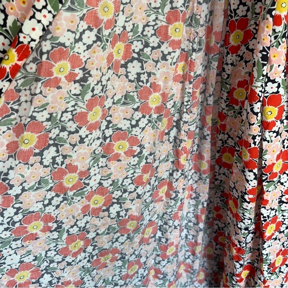 J.Crew Floral Wrap Midi Dress XXS Red Orange V Neck Summer Vacation Dress - Picture 6 of 9